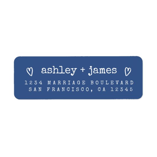 Modernes Classic Blue Wedding Return Label (Vorne)