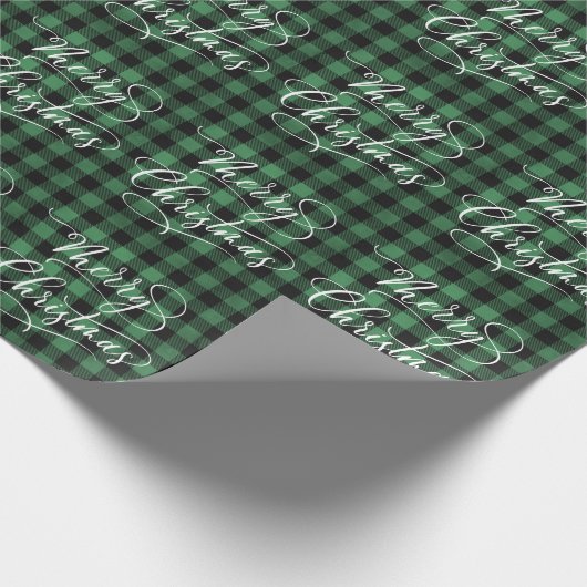 Modernes Classic Green Kariert Frohe Weihnachtsfei Geschenkpapier (Ecke)