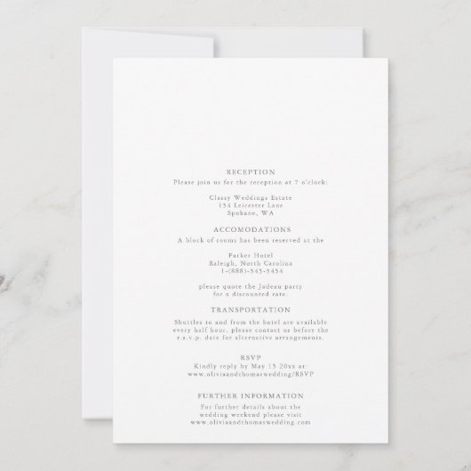 Modernes Classic Magnolias Gold auf einer Hochzeit Einladung (Rückseite)