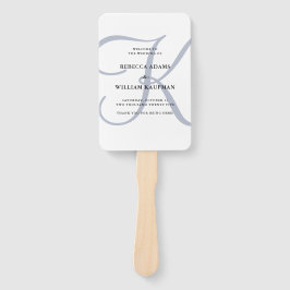 Modernes Classic Monogram Dusty Blue | Hochzeit Fächer