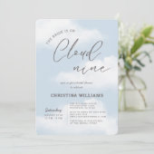 Modernes Cloud Nine Blue Brautparty Einladung (Stehend Vorderseite)