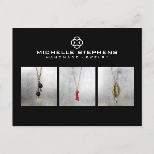 Modernes Clover Logo Luxus Boutique Schwarzes Foto Postkarte (Vorderseite)