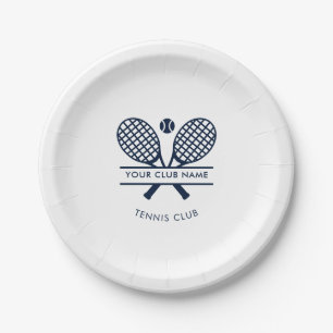 Modernes Club Name Tennis Icons Navy Blue Logo Pappteller