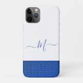 Modernes Coastal Blue White Seashell Monogram Case-Mate iPhone Hülle (Rückseite)
