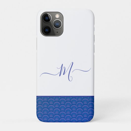 Modernes Coastal Blue White Seashell Monogram Case-Mate iPhone Hülle (Rückseite)