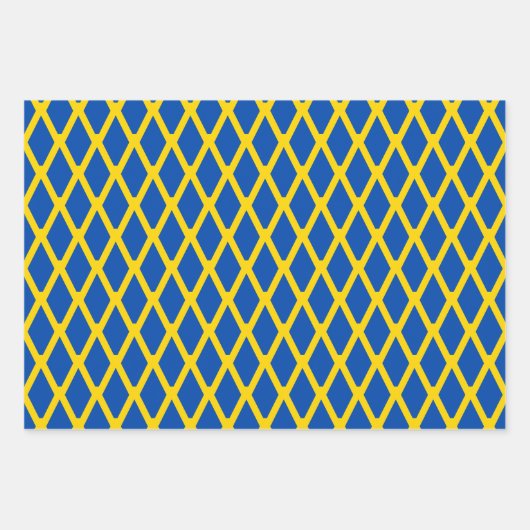 Modernes Cobalt Blue Gold Yellow Geometric Muster Geschenkpapier Set (Vorderseite 3)