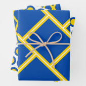 Modernes Cobalt Blue Gold Yellow Geometric Muster Geschenkpapier Set (Beispiel)