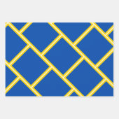 Modernes Cobalt Blue Gold Yellow Geometric Muster Geschenkpapier Set (Vorderseite)