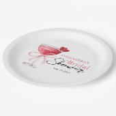 Modernes Cocktail Drink Pink Bow Brautparty Pappteller (Schrägansicht)