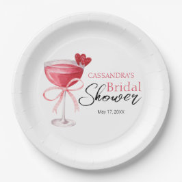 Modernes Cocktail Drink Pink Bow Brautparty Pappteller