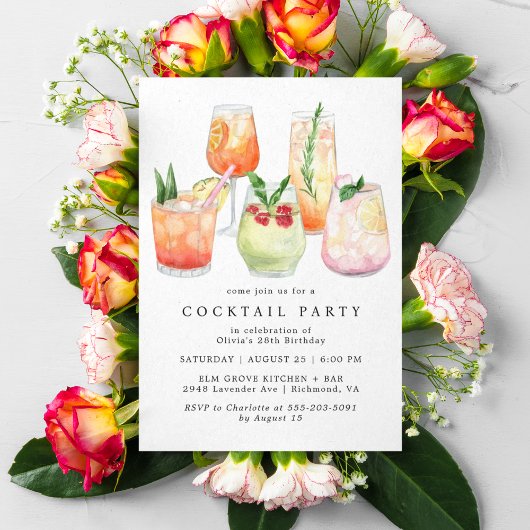 Modernes Cocktail-Party | Niedliche Girl Womens Ge Einladung