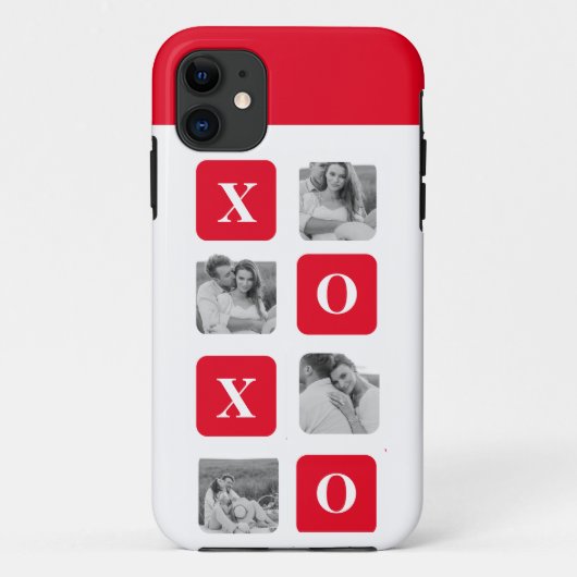 Modernes Collage Couple Foto & Red XOXO Case-Mate iPhone Hülle (Rückseite)