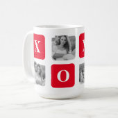 Modernes Collage Couple Foto & Red XOXO Kaffeetasse (Vorderseite Links)