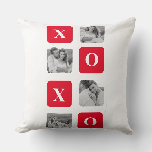 Modernes Collage Couple Foto & Red XOXO Kissen (Vorderseite)