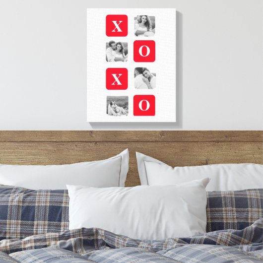 Modernes Collage Couple Foto & Red XOXO Leinwanddruck (Insitu (Schlafzimmer))