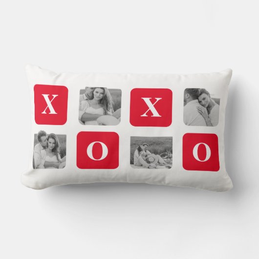 Modernes Collage Couple Foto & Red XOXO Lendenkissen (Vorderseite)