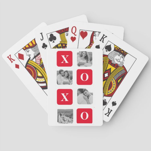 Modernes Collage Couple Foto & Red XOXO Spielkarten (Rückseite)