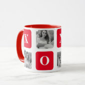 Modernes Collage Couple Foto & Red XOXO Tasse (Vorderseite Links)