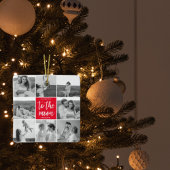 Modernes Collage Couple Foto & to Moon Zitat Keramikornament