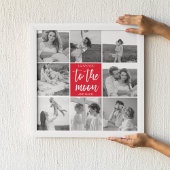 Modernes Collage Couple Foto & to Moon Zitat Poster