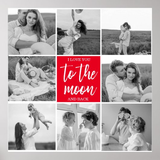 Modernes Collage Couple Foto & to Moon Zitat Poster (Vorne)