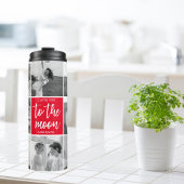 Modernes Collage Couple Foto & to Moon Zitat Thermosbecher