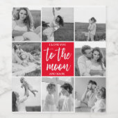 Modernes Collage Couple Foto & to Moon Zitat Weinetikett (Einzelnes Label)