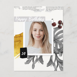 Modernes Collage Custom Foto 30 Geburtstag Postkarte