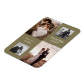 Modernes Collage Einfaches Foto Save the Date Hoch Magnet (Linke Seite)