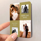 Modernes Collage Einfaches Foto Save the Date Hoch Magnet