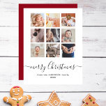 Modernes Collage Family Foto Frohe Weihnachten<br><div class="desc">Ein schönes, modernes"Insta" Foto Gitter im Stil eines quadratischen Gitters sammelt Weihnachtskarten perfekt, um Ihre Urlaubssegmente zu versenden! Das moderne Design besticht durch eine Collage aus 9 quadratischen, individuell anpassbaren Fotos. Unten ist ein"fröhlicher Weihnachtsheader" in einem chic whimsical Skript und Ihrem Familiennamen und Jahr, in einfacher Schrift. Auf der Rückseite,...</div>