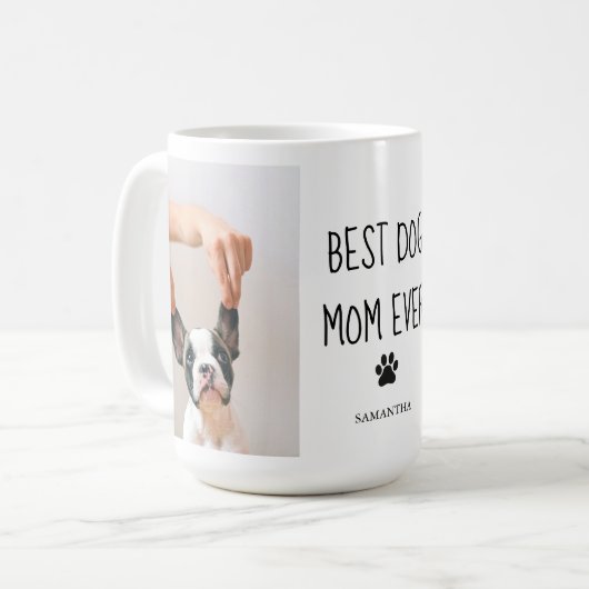 Modernes Collage Foto Beste Mama Hund je Kaffeetasse (Vorderseite Links)