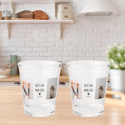 Modernes Collage Foto Beste Mama Hund je Schnapsglas