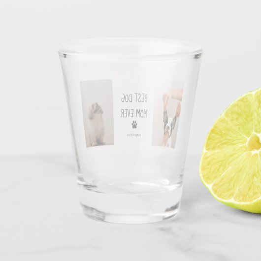 Modernes Collage Foto Beste Mama Hund je Schnapsglas (Rückseite)