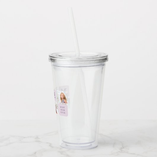 Modernes Collage Foto Beste Mama je Lila Geschenk Acryltrinkbecher (Links)
