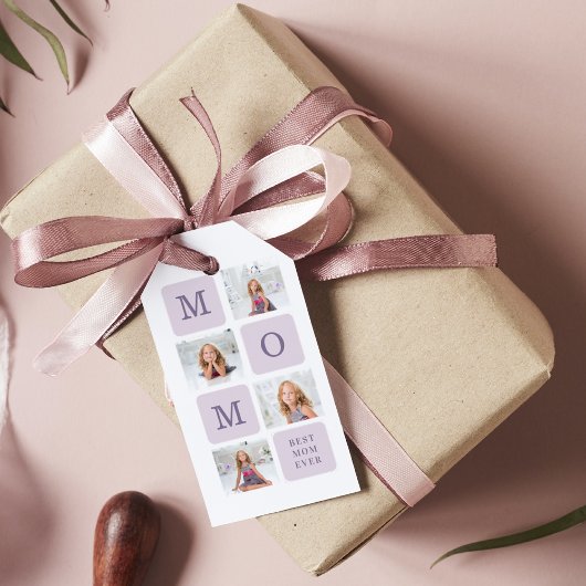 Modernes Collage Foto Beste Mama je Lila Geschenk Geschenkanhänger