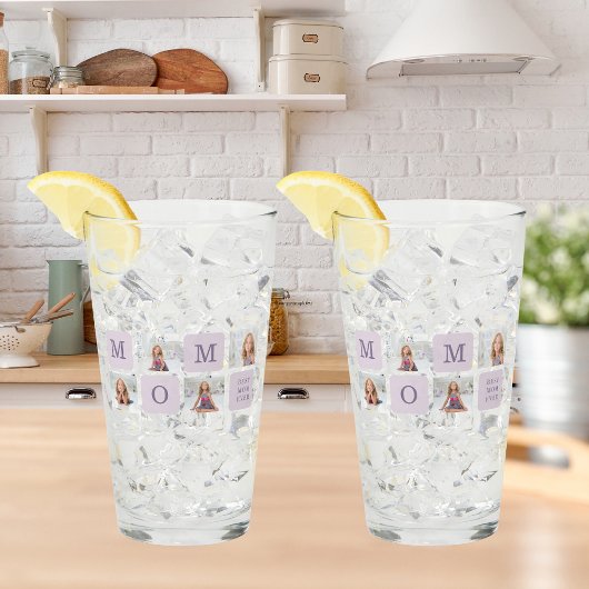 Modernes Collage Foto Beste Mama je Lila Geschenk Glas
