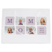 Modernes Collage Foto Beste Mama je Lila Geschenk Große Geschenktüte (Vorderseite)