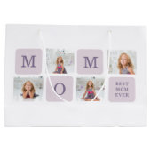 Modernes Collage Foto Beste Mama je Lila Geschenk Große Geschenktüte (Rückseite)