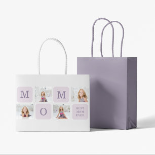 Modernes Collage Foto Beste Mama je Lila Geschenk Große Geschenktüte