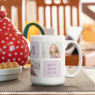 Modernes Collage Foto Beste Mama je Lila Geschenk Kaffeetasse