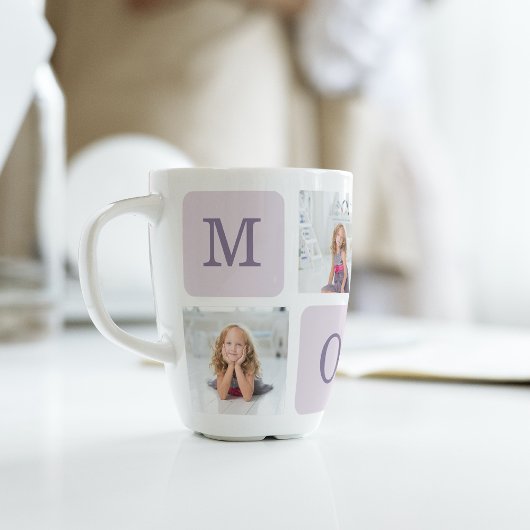 Modernes Collage Foto Beste Mama je Lila Geschenk Milchtasse