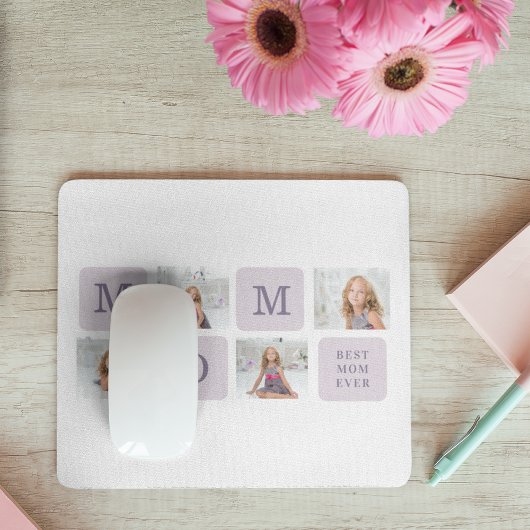Modernes Collage Foto Beste Mama je Lila Geschenk Mousepad