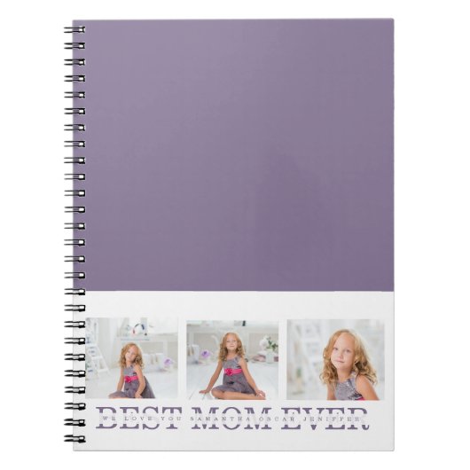 Modernes Collage Foto Beste Mama je Lila Geschenk Notizblock (Vorderseite)
