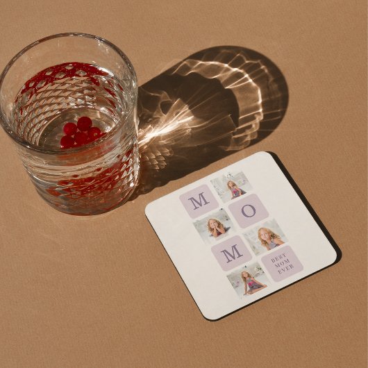 Modernes Collage Foto Beste Mama je Lila Geschenk Rechteckiger Pappuntersetzer