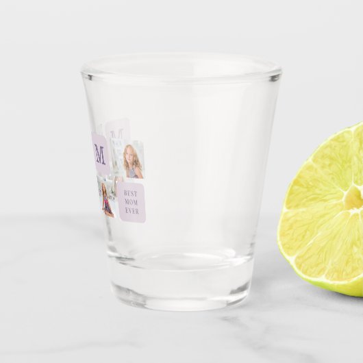 Modernes Collage Foto Beste Mama je Lila Geschenk Schnapsglas (Rechts)
