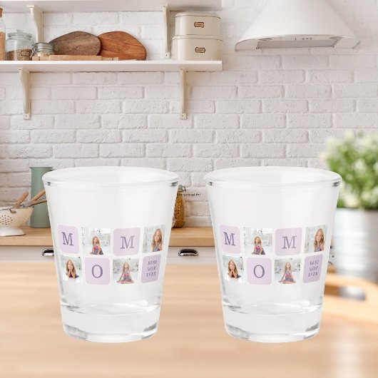 Modernes Collage Foto Beste Mama je Lila Geschenk Schnapsglas