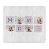 Modernes Collage Foto Beste Mama je Lila Geschenk Schneidebrett (Vorderseite)