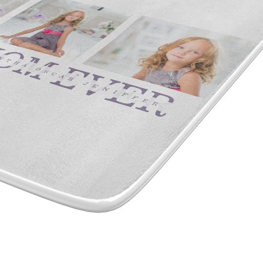 Modernes Collage Foto Beste Mama je Lila Geschenk Schneidebrett (Ecke)