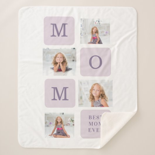 Modernes Collage Foto Beste Mama je Lila Geschenk Sherpadecke (Vorderseite)